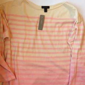 J. Crew NWT cotton pink & cream striped sweater